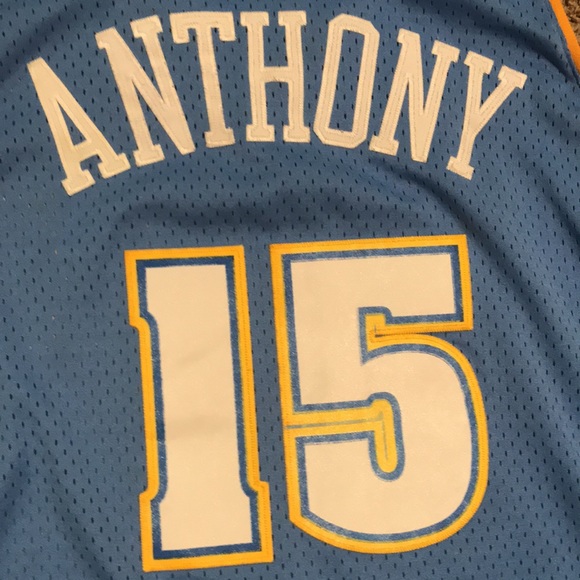 🥳XL-Carmelo Anthony🏀NBA AUTHENTIC DENVER NUGGETS🔥ROOKIE JERSEY blue/yellow💐 - Picture 8 of 10